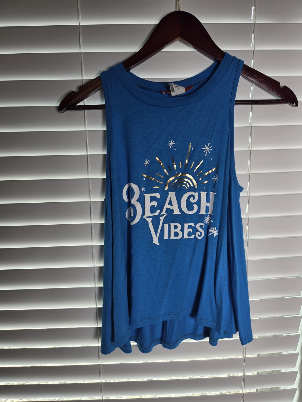 Blue "Beach Vibes" Graphic Tank